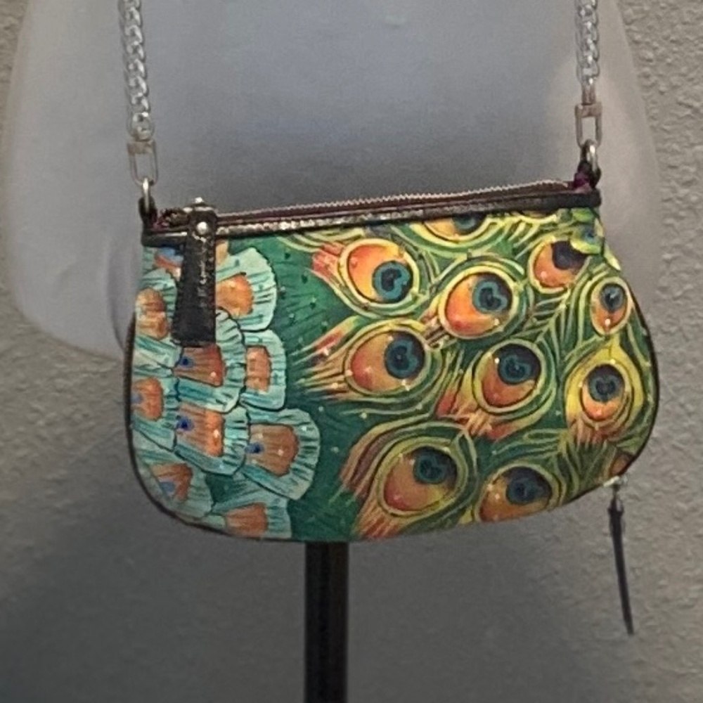Shariff Peacock Purse with New Crossbody Chain - Picture 4 of 13